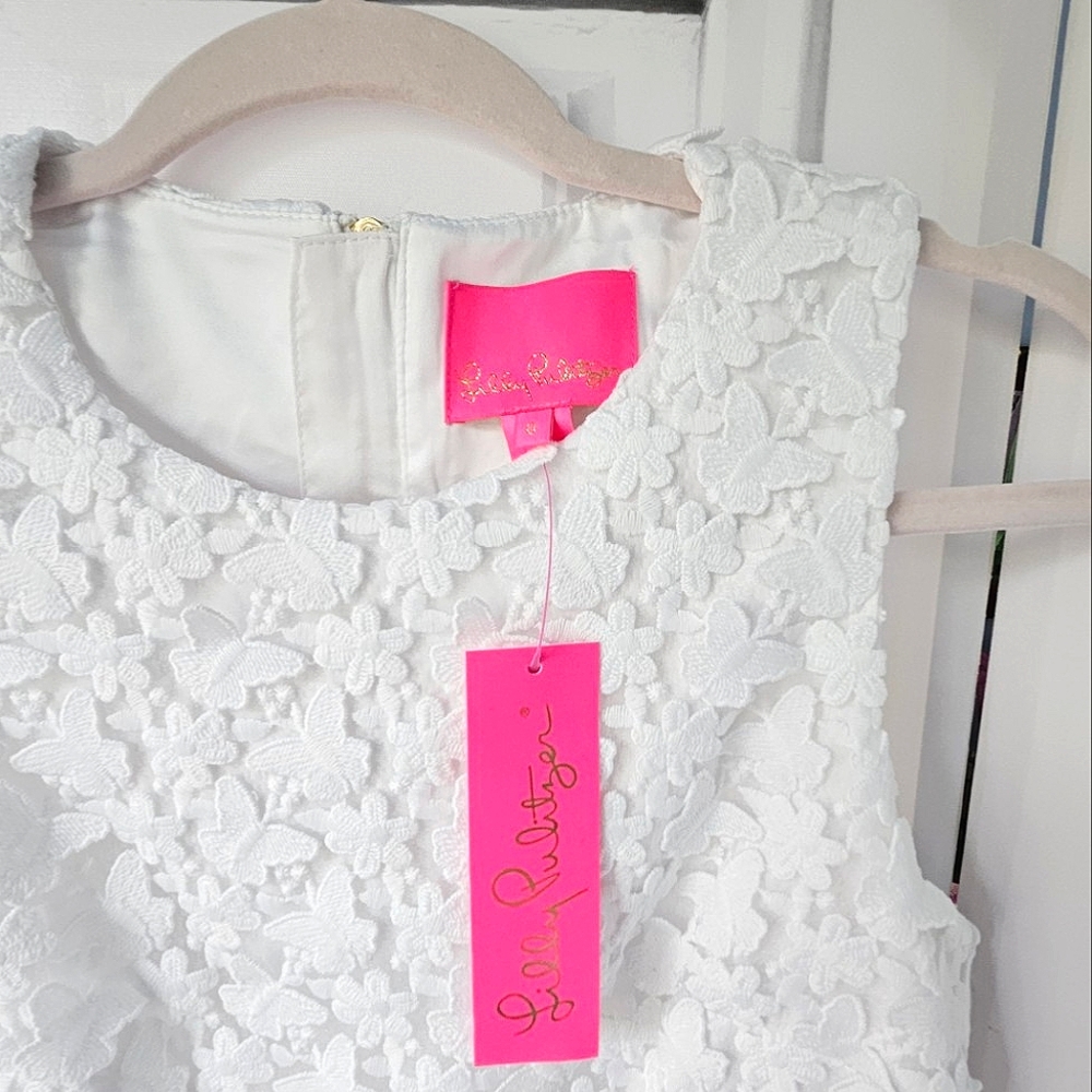 ❤️SPECIAL❤NWT.LILLY PULITZER Mila Shift In Resort White Butterfly Garden 3D Lace - Picture 8 of 14